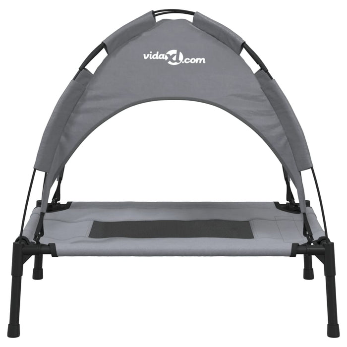 Comoda cuccia per cani cesto divano con baldacchino tessuto Oxford e acciaio antracite 02_0043063