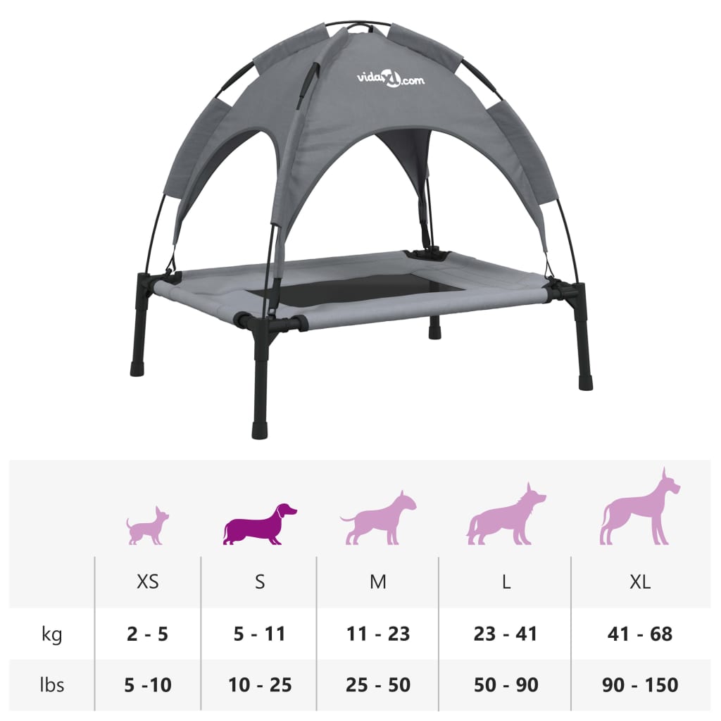 Comoda cuccia per cani cesto divano con baldacchino tessuto Oxford e acciaio antracite 02_0043063