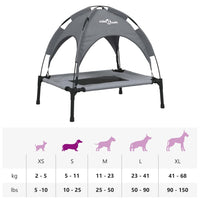 Comoda cuccia per cani cesto divano con baldacchino tessuto Oxford e acciaio antracite 02_0043063