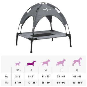 Comoda cuccia per cani cesto divano con baldacchino tessuto Oxford e acciaio antracite 02_0043063