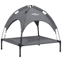 Lettino per Cani con Tetto Tessuto Oxford Antracite e Acciaio 172597