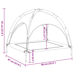 Cuccia per cani comodo divano con tendalino in tessuto oxford e acciaio antracite 02_0043061