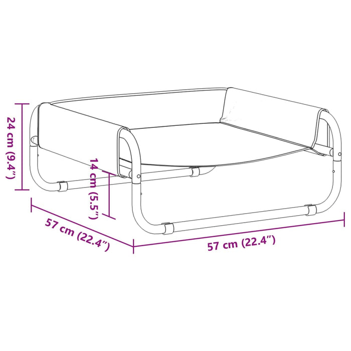 Cuccia rialzata per cani in tessuto Oxford e acciaio antracite 02_0043243
