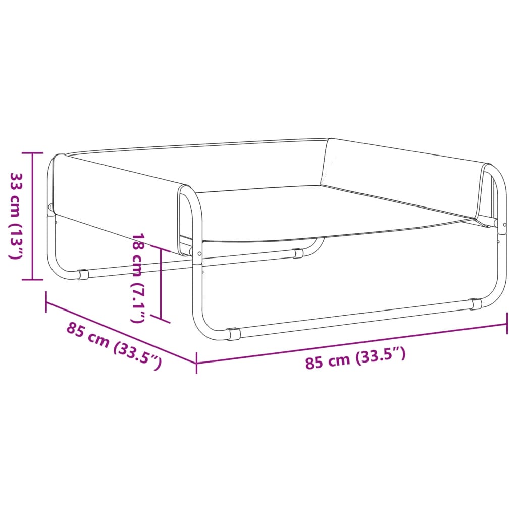 Cuccia per Cani Rialzata in Tela Oxford Antracite e Acciaio 172602
