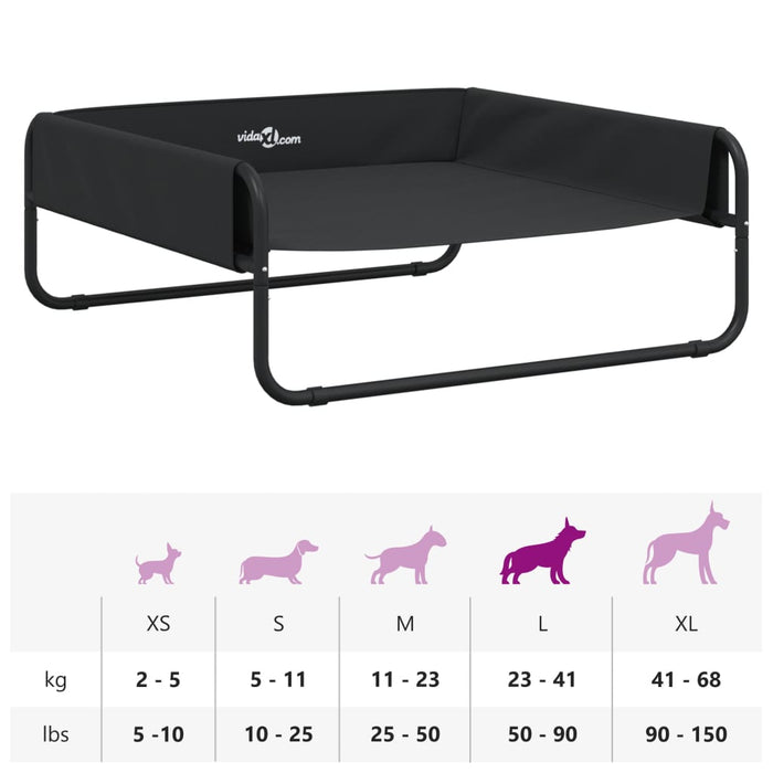 Cuccia per Cani Rialzata in Tela Oxford Antracite e Acciaio