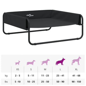 Cuccia per Cani Rialzata in Tela Oxford Antracite e Acciaio 172602