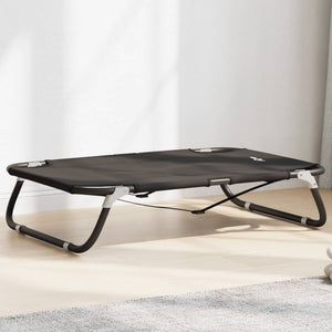 Lettino per Cani Pieghevole Tessuto Oxford Antracite e Acciaio