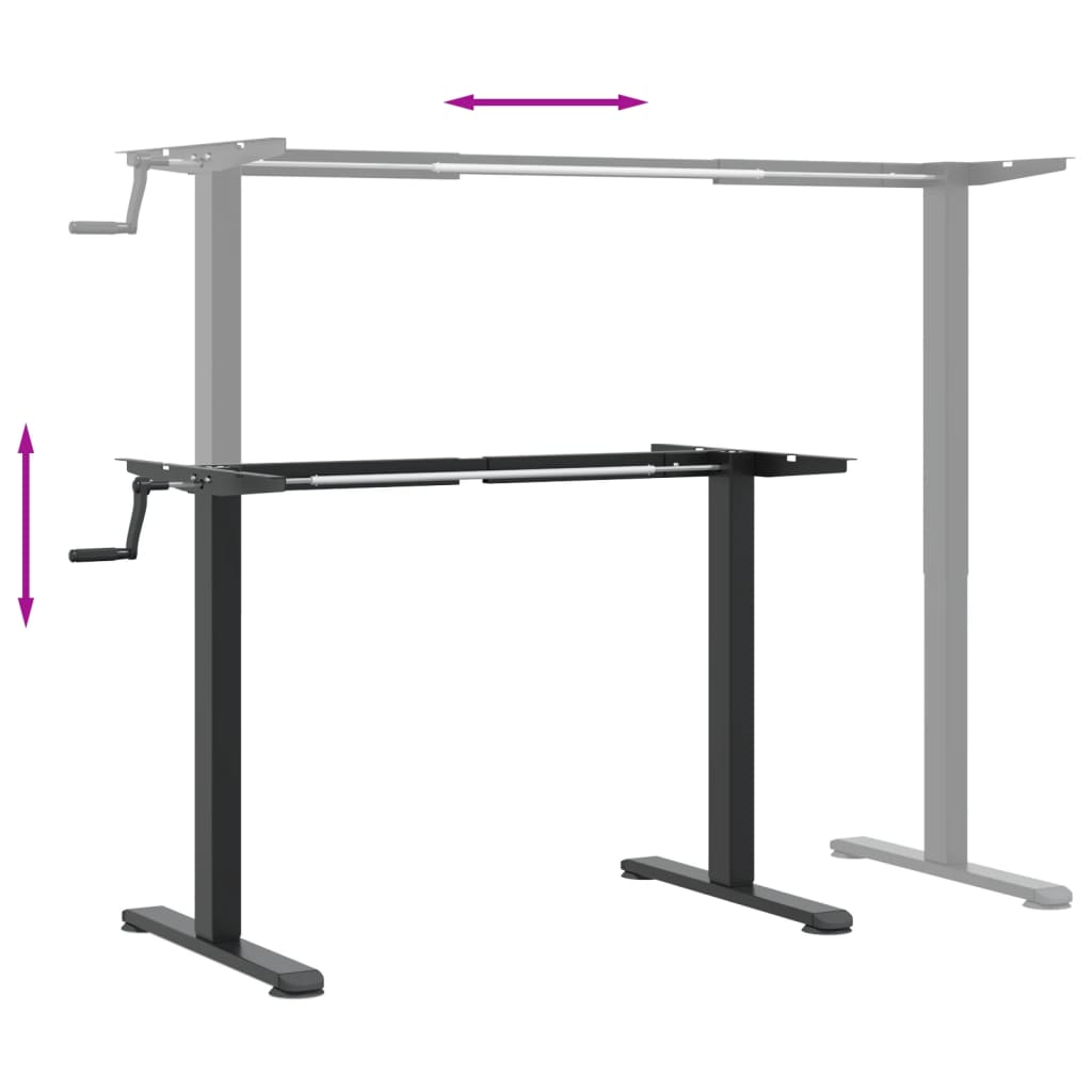 Struttura per ufficio tavolo postazione di lavoro mobile per computer studio IT in piedi (94-135) x 60 x (70-114) cm acciaio nero 02_0023975