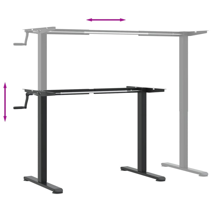 Struttura per ufficio tavolo postazione di lavoro mobile per computer studio IT in piedi (94-135) x 60 x (70-114) cm acciaio nero 02_0023975