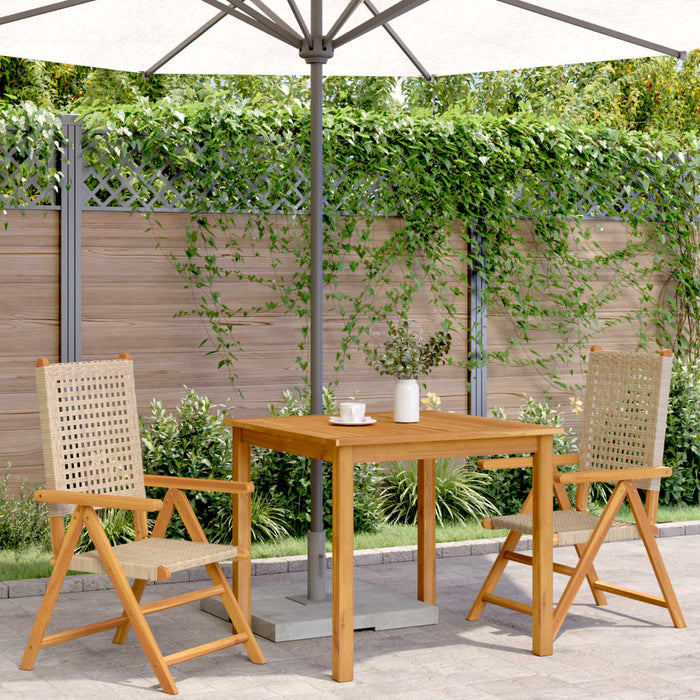 Sedie da Giardino 2 pz Beige Legno Massello Acacia e Polyrattan 367653