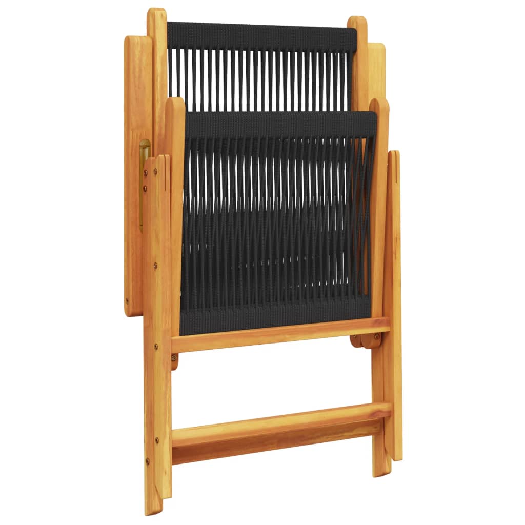 Sedie Giardino 2 pz Nere Legno Massello Acacia e Polipropilene 367654