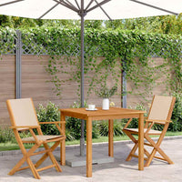 Sedie da Giardino 2pz Beige Legno Massello di Acacia e Tessuto 367672
