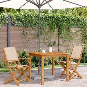 Sedie da Giardino 2pz Beige Legno Massello di Acacia e Tessuto 367672
