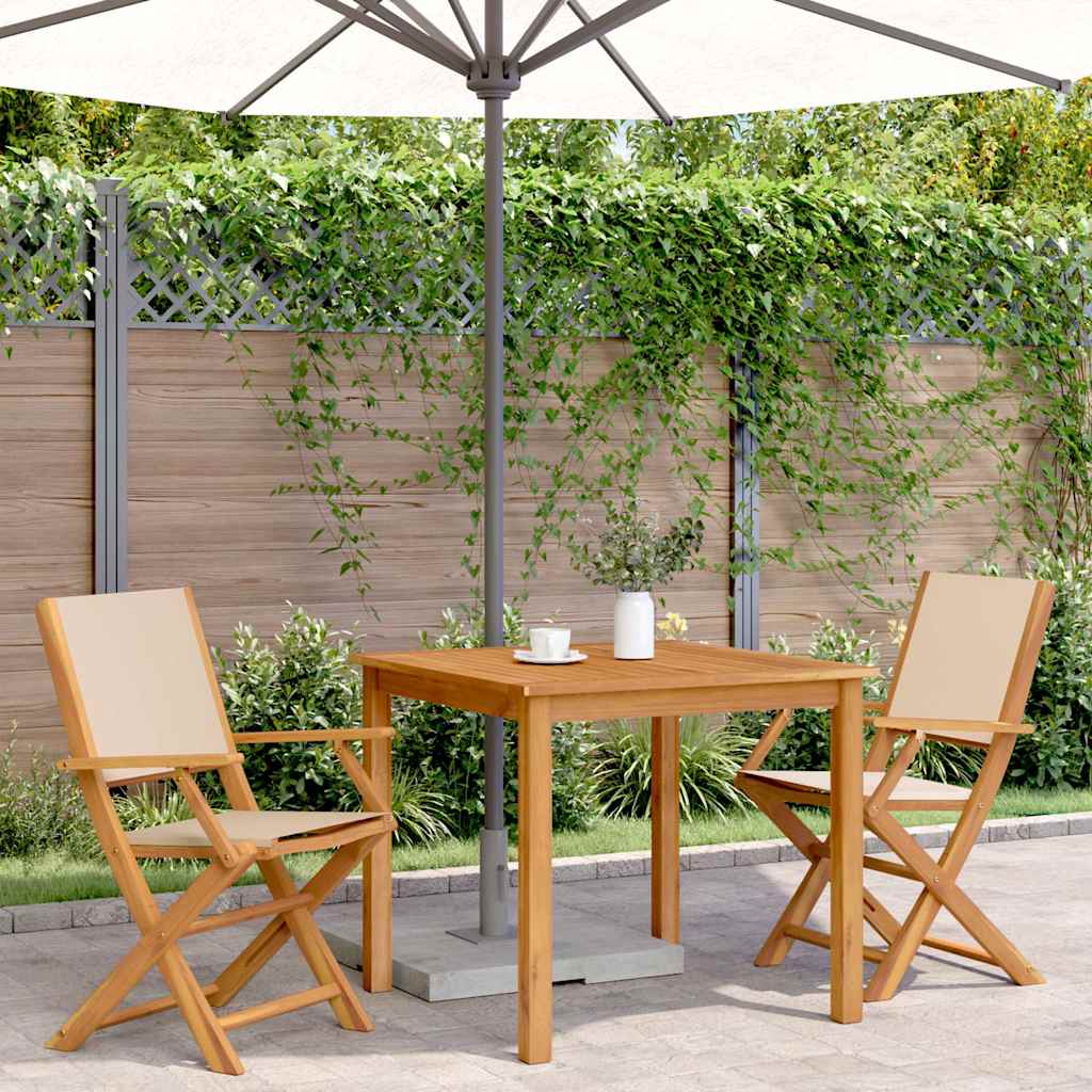 Sedie da Giardino 2pz Beige Legno Massello di Acacia e Tessuto