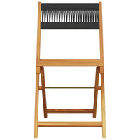 Sedie Bistrò 2pz Nere Legno Massello di Acacia e Corda 367678