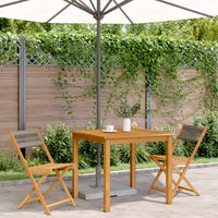 Sedie Bistrò 2pz Grigie in Legno Massello di Acacia e Corda 367679