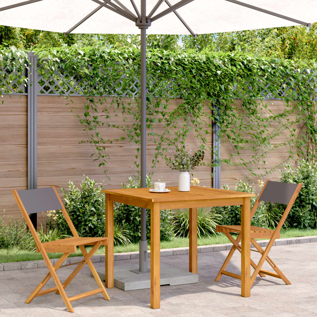 Sedie da Bistrò 2pz Antracite Legno Massello Acacia e Tessuto