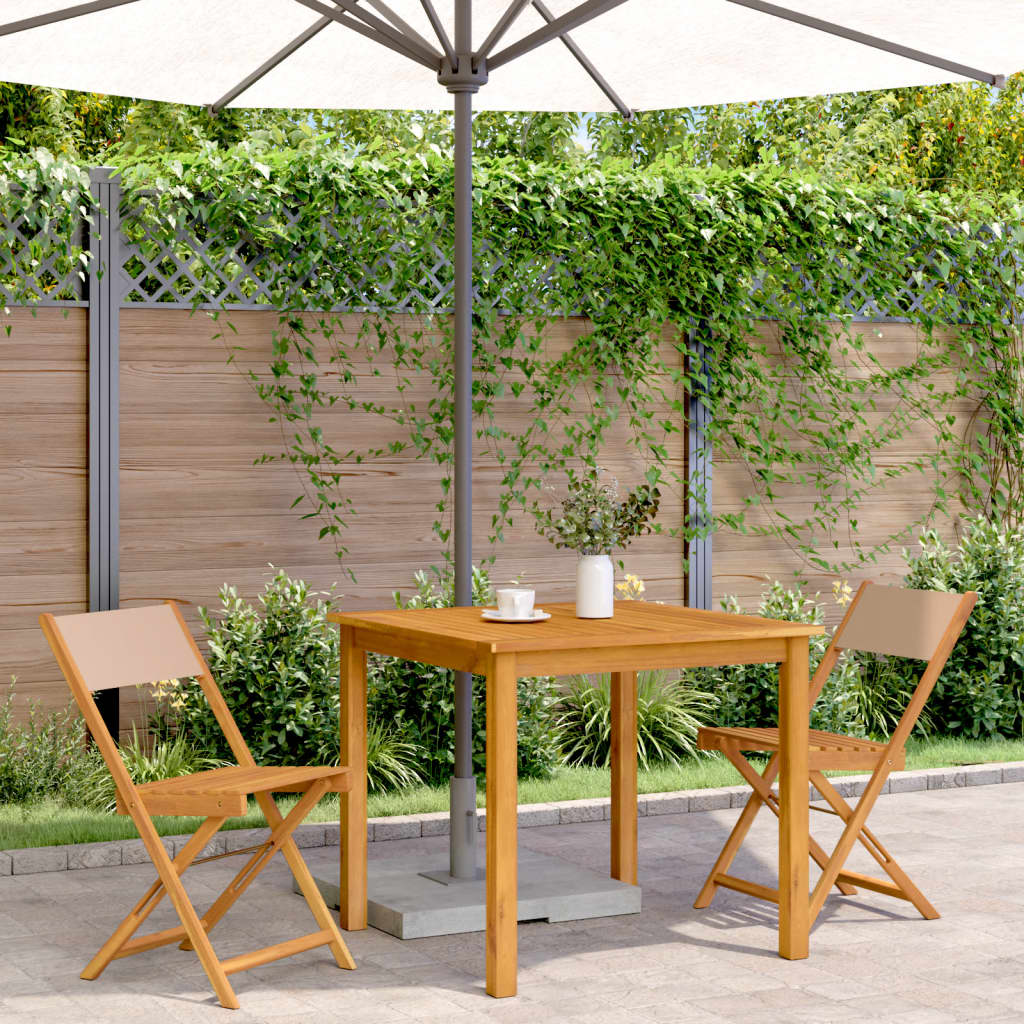 Sedie da Bistrò 2pz Tortora Legno Massello di Acacia e Tessuto 367683