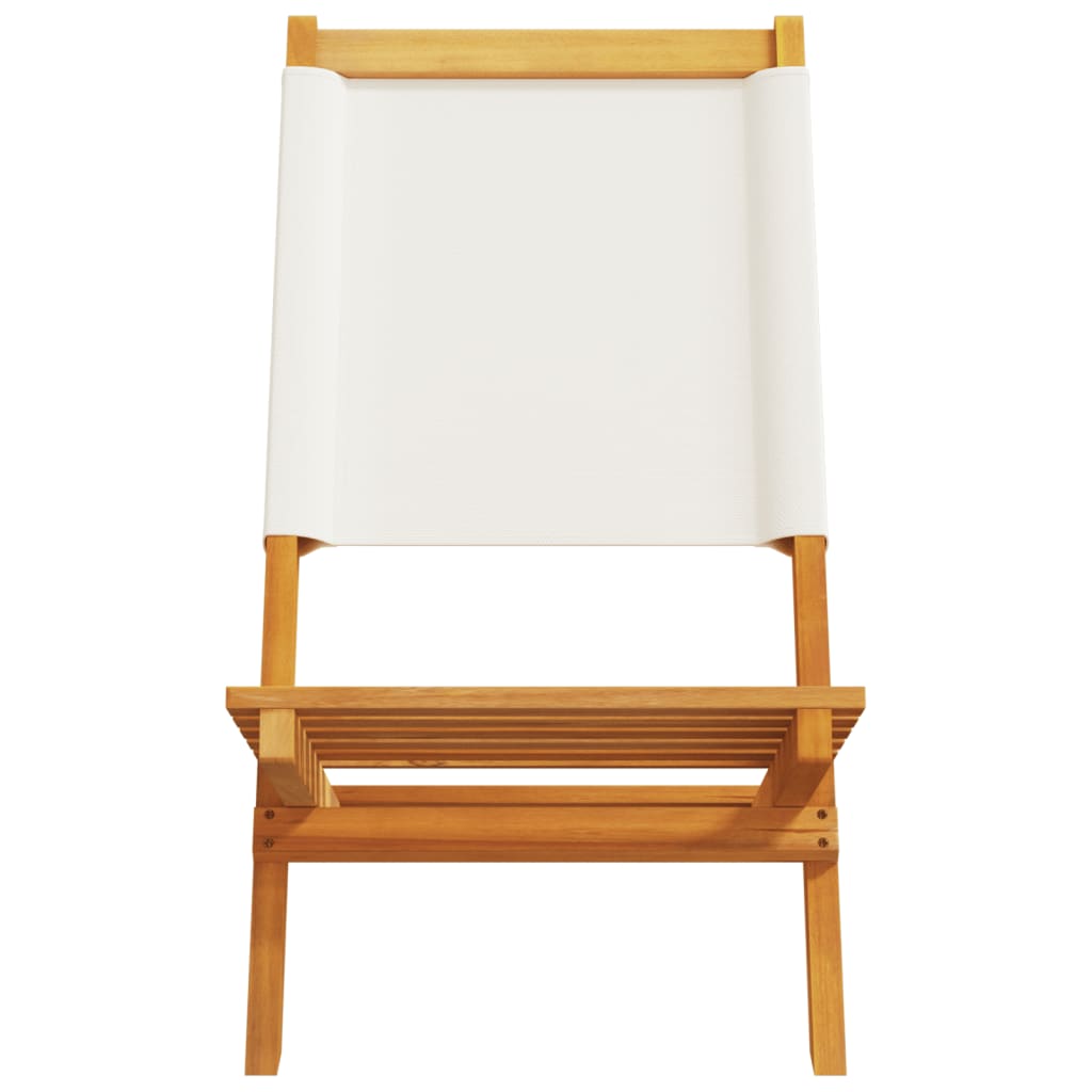 Sedie Giardino 2pz Bianco Crema Legno Massello Acacia e Tessuto