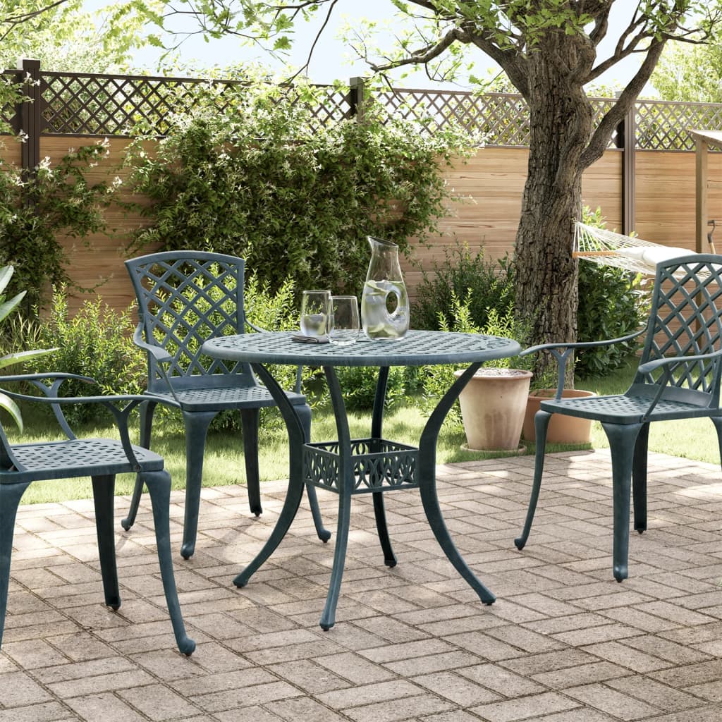 vidaXL Tavolo da Giardino Verde Ø90x75 cm in Alluminio Pressofuso