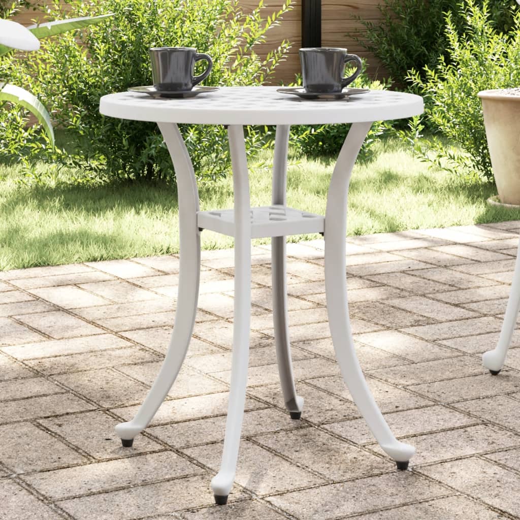 Tavolo da Giardino Bianco Ã˜48x53 cm in Alluminio Pressofuso