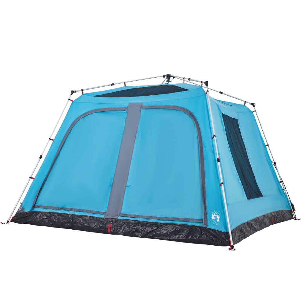 Tenda Familiare con Portico 9 Persone Blu a Rilascio Rapido