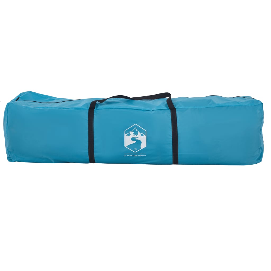 Tenda Familiare con Portico 9 Persone Blu a Rilascio Rapido
