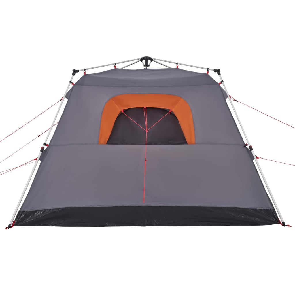 Tenda Campeggio Cabina 4 Pers. Grigio Arancione Rilascio Rapido