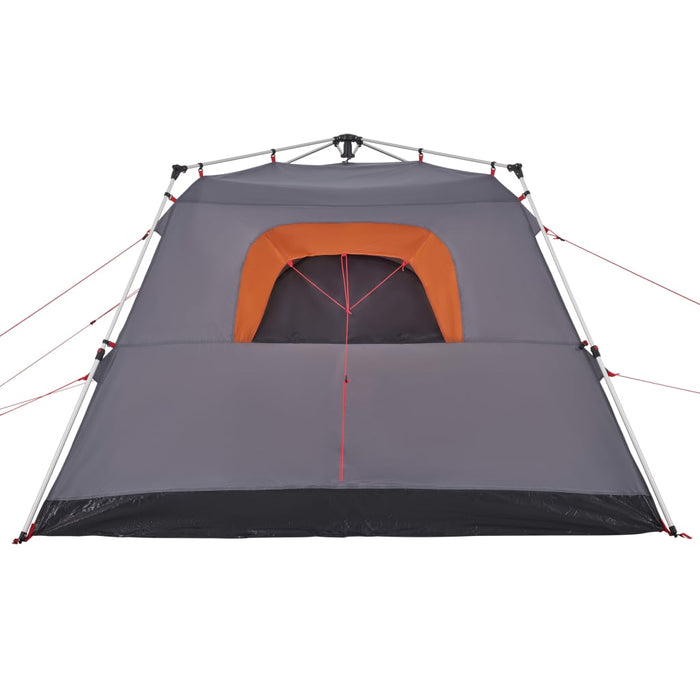 Tenda Campeggio Cabina 4 Pers. Grigio Arancione Rilascio Rapido
