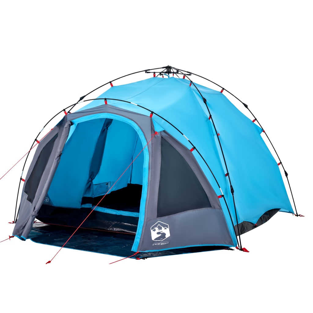 Tenda a Cupola da Campeggio 3 Persone Blu a Rilascio Rapido 4004223