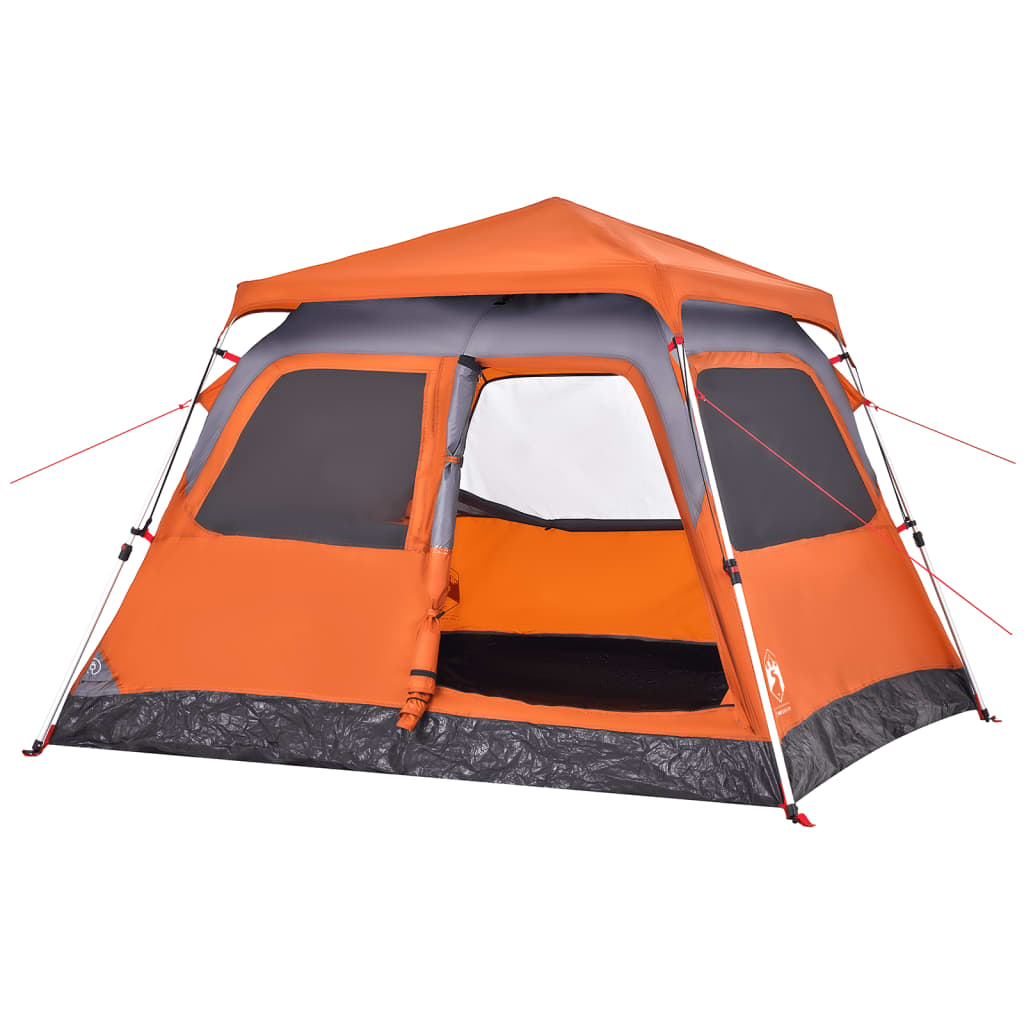 Tenda a Cupola 4 Persone Grigio e Arancione a Rilascio Rapido 4004232