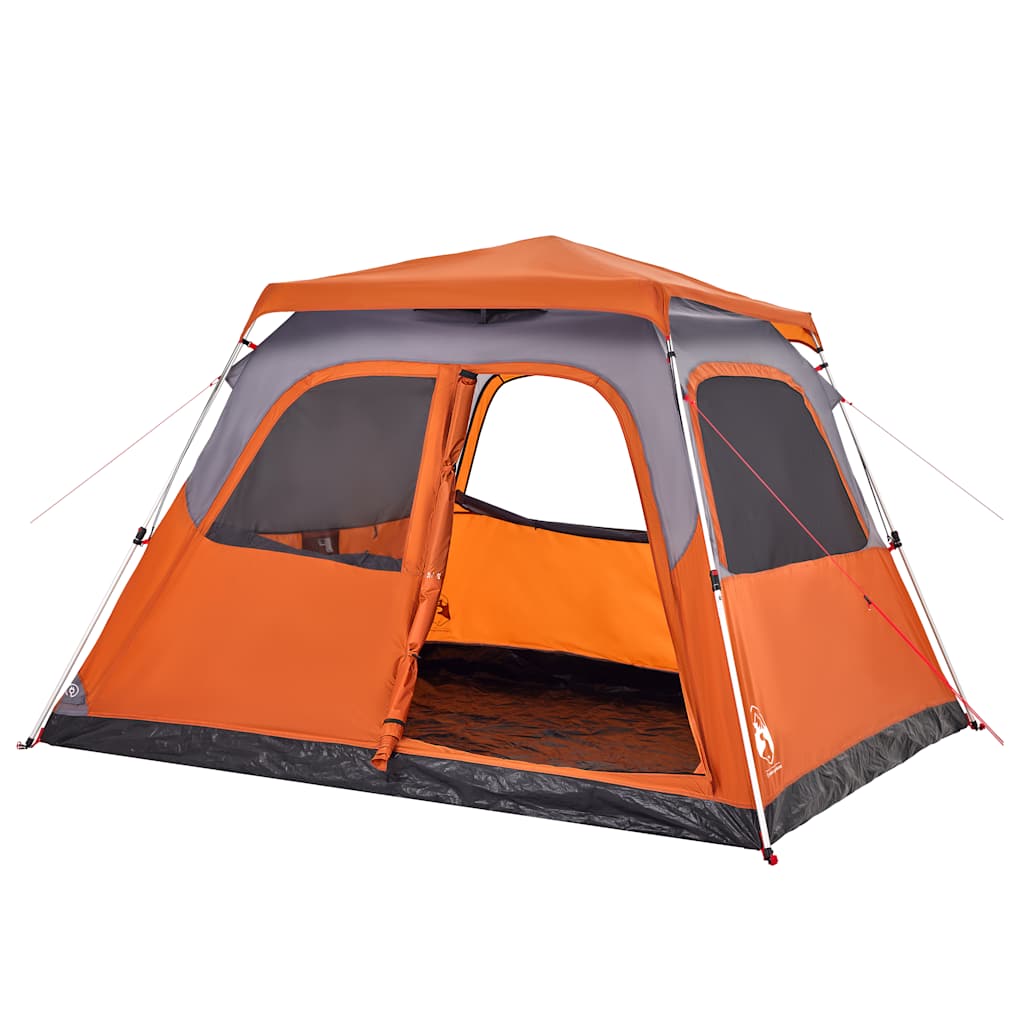 Tenda a Cupola 6 Persone Grigio e Arancione a Rilascio Rapido 4004235