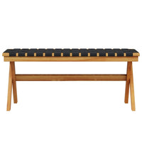 Panca da Giardino-Panca da esterno Nera in Legno Massello di Acacia e Tessuto