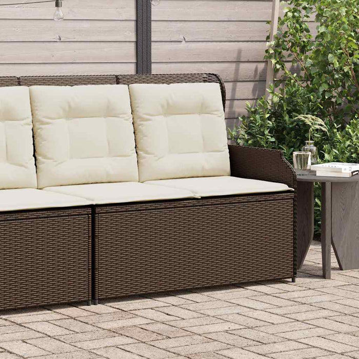 vidaXL Panca Reclinabile da Giardino con Cuscini Marrone in Polyrattan