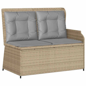 Panca Reclinabile da Giardino con Cuscini Beige in Polyrattan 368940