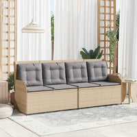 vidaXL Panca Reclinabile da Giardino con Cuscini Beige in Polyrattan