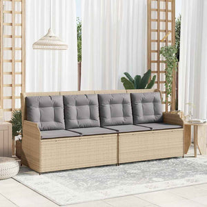 Panca Reclinabile da Giardino con Cuscini Beige in Polyrattan 368940