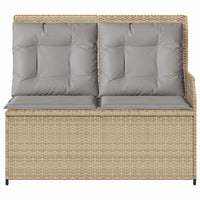 Panca Reclinabile da Giardino con Cuscini Beige in Polyrattan 368940
