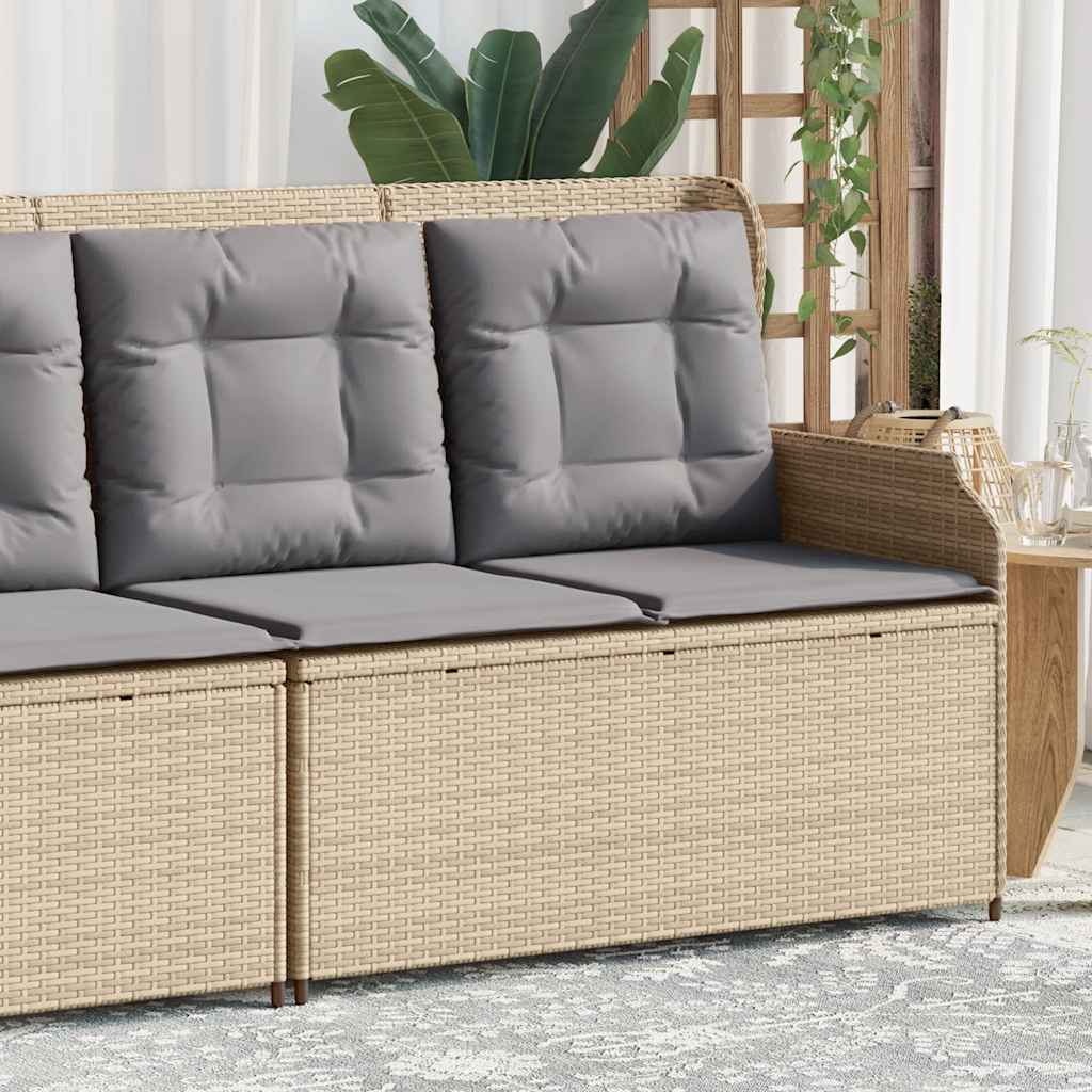 vidaXL Panca Reclinabile da Giardino con Cuscini Beige in Polyrattan