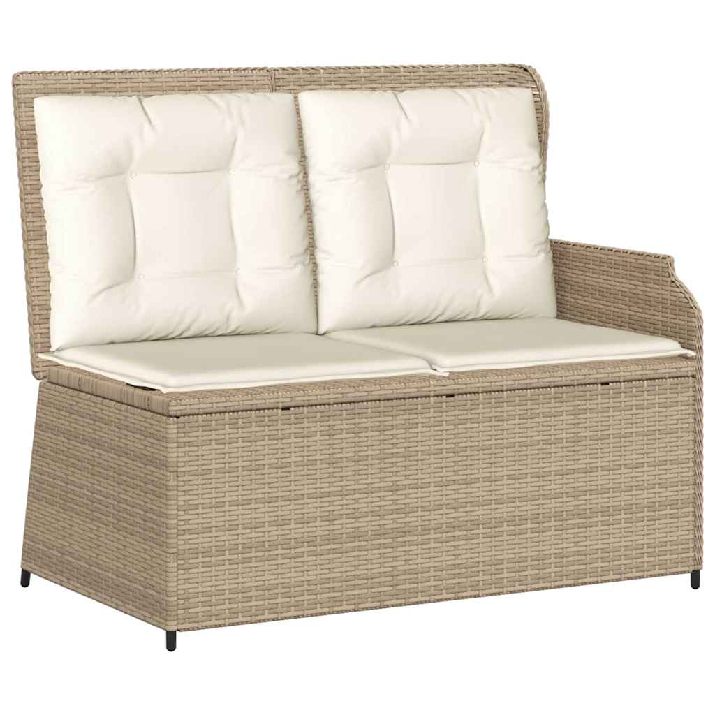 Panca Reclinabile da Giardino con Cuscini Beige in Polyrattan 368941
