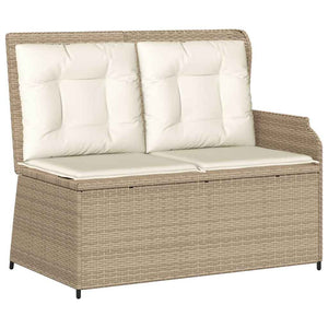vidaXL Panca Reclinabile da Giardino con Cuscini Beige in Polyrattan