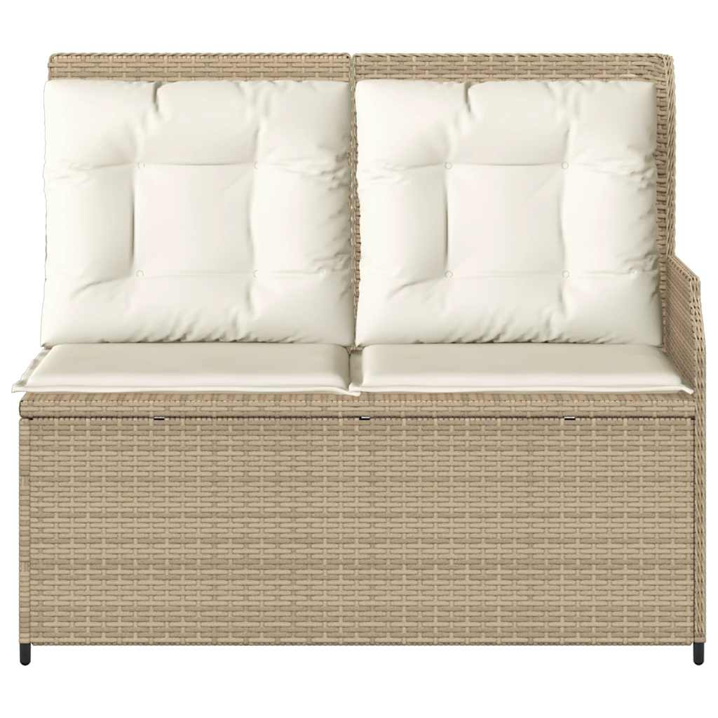 Panca Reclinabile da Giardino con Cuscini Beige in Polyrattan 368941