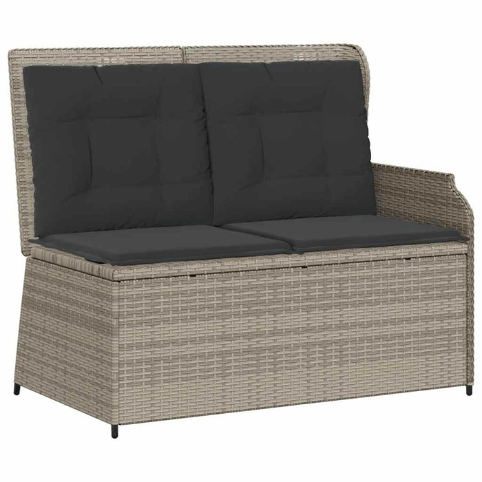 vidaXL Panca Reclinabile Giardino con Cuscini Grigio Chiaro Polyrattan