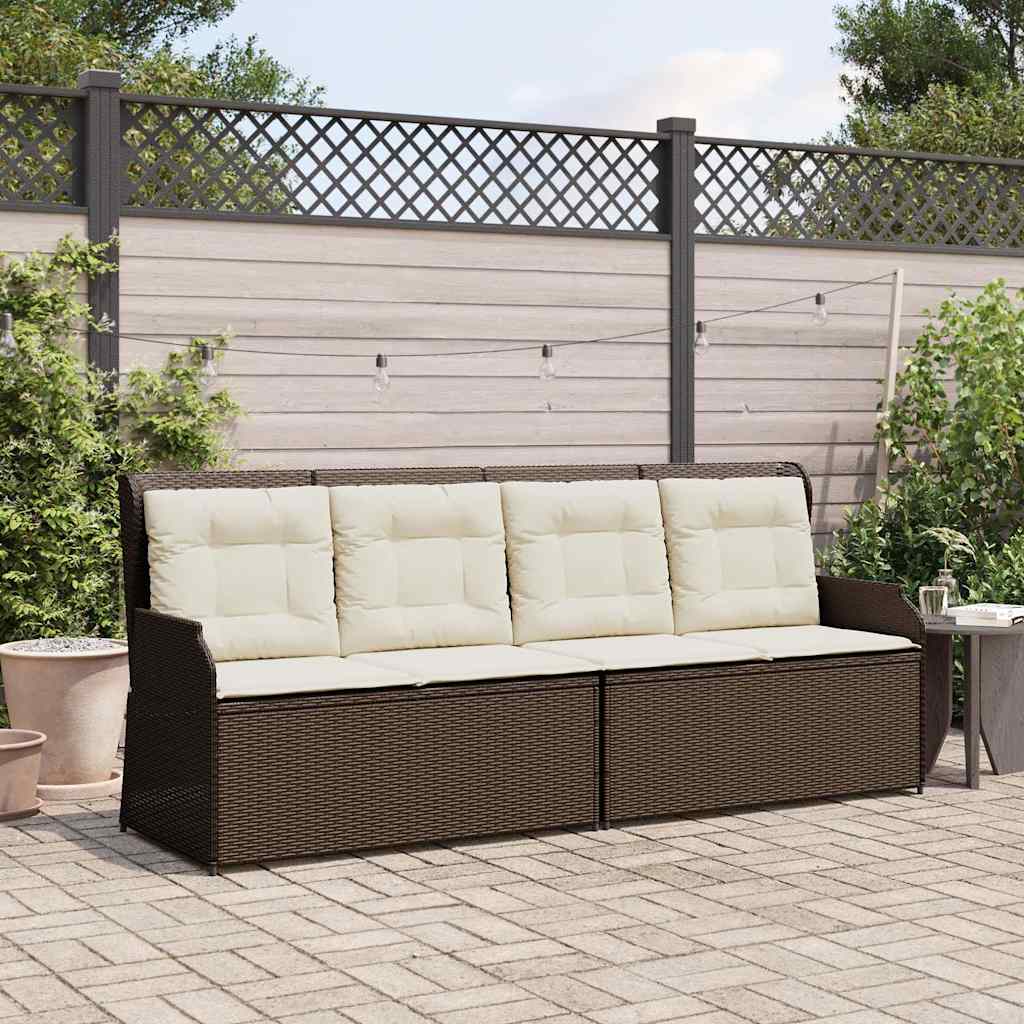 Panca Reclinabile da Giardino con Cuscini Marrone in Polyrattan 368947