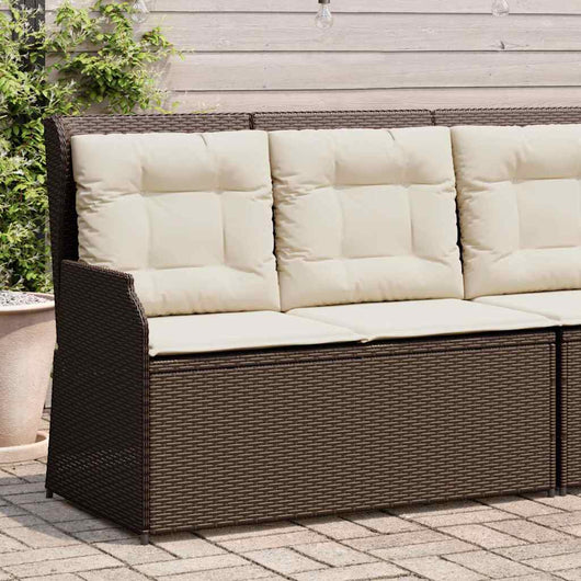 vidaXL Panca Reclinabile da Giardino con Cuscini Marrone in Polyrattan