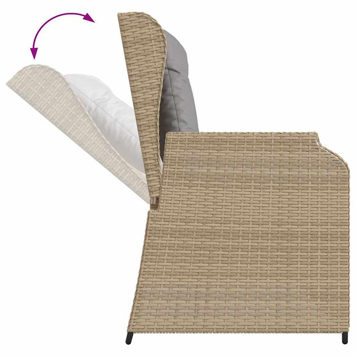vidaXL Panca Reclinabile da Giardino con Cuscini Beige in Polyrattan