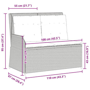 Panca Reclinabile da Giardino con Cuscini Beige in Polyrattan 368949