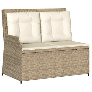 Panca Reclinabile da Giardino con Cuscini Beige in Polyrattan 368950