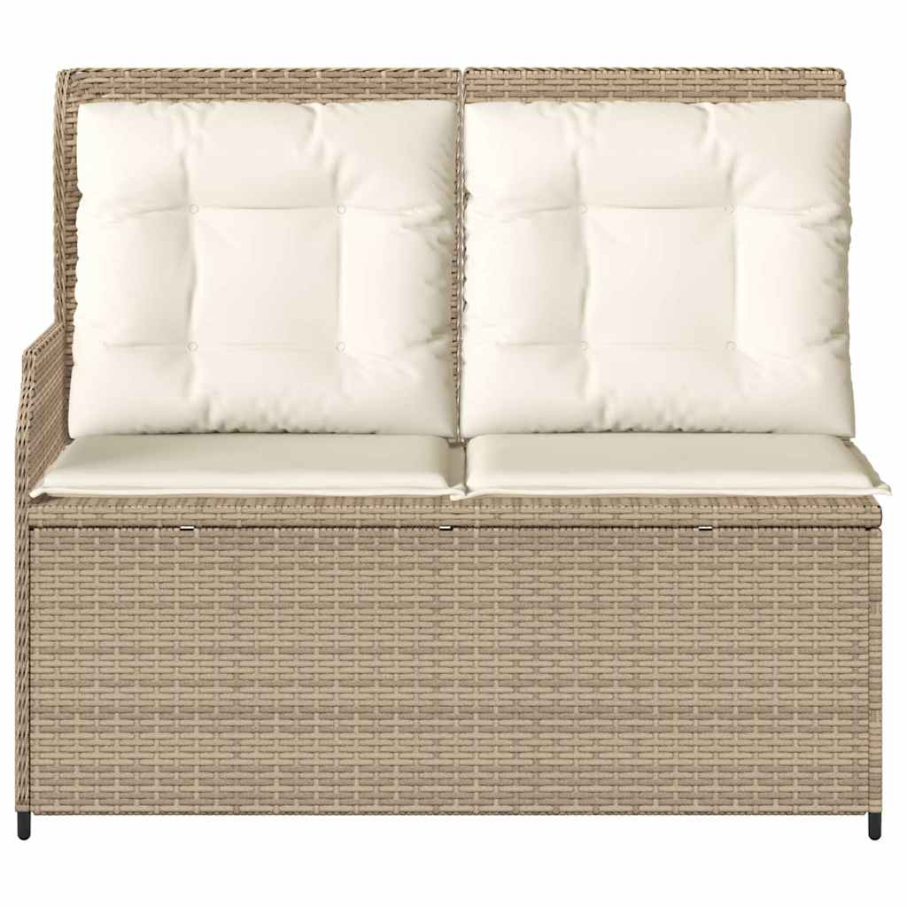 Panca Reclinabile da Giardino con Cuscini Beige in Polyrattan 368950
