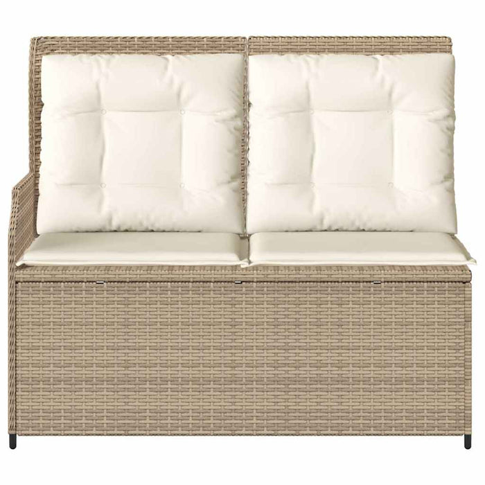 Panca Reclinabile da Giardino con Cuscini Beige in Polyrattan 368950